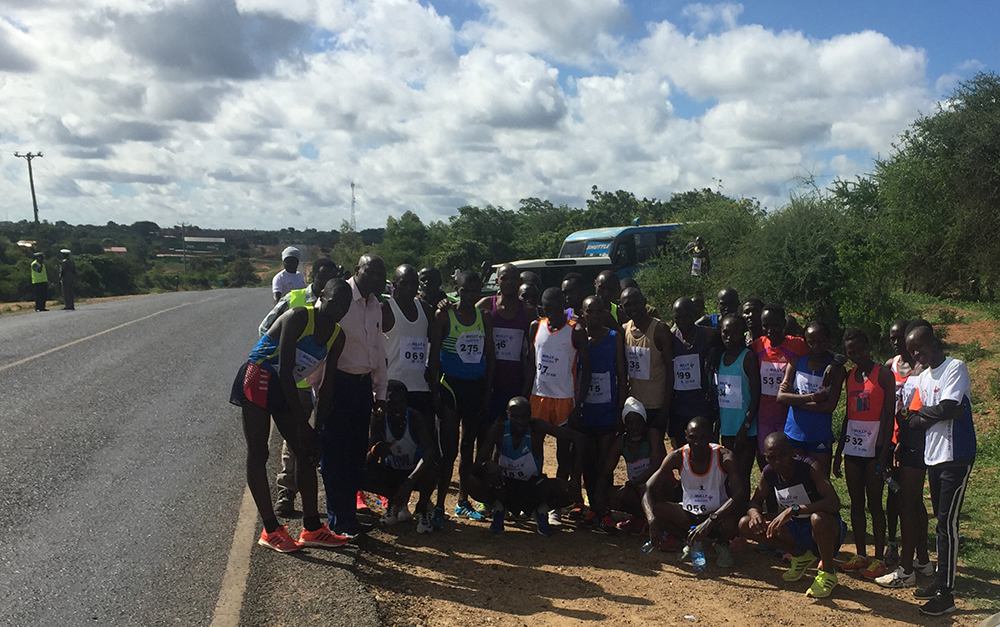 Kenyan runners at the starting line.